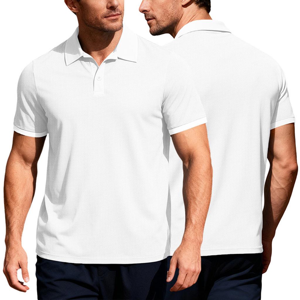Men's Golf Shirt Casual Sports V Neck Ribbed Collar Short Sleeve Fashion Casual Color Plain Spring & Summer Regular Fit