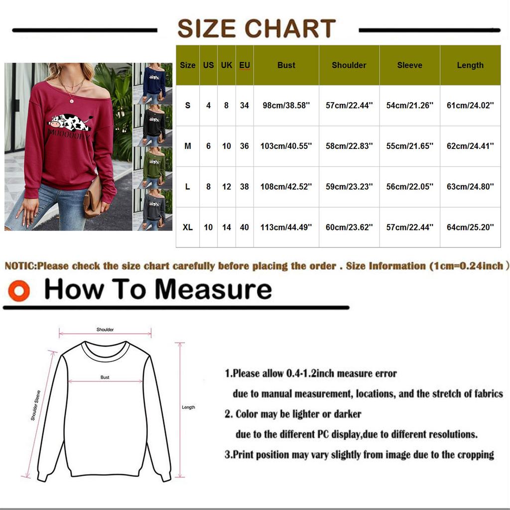 Женская мода, повседневный топ с открытыми плечами и воротником с длинными рукавами и принтом коровы