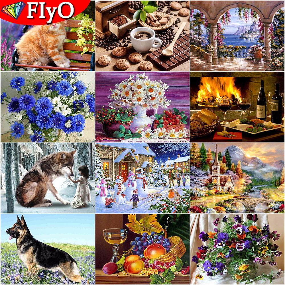 Набор для алмазной живописи кошка собака волк и девушка животное 5D DIY Алмазная вышивка цветок сельский пейзаж вышивка крестиком стразы мозаичное украшение