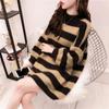 Sweater Pullover for Women Loose Korean Version Autumn and Winter Loose Stripe Knitwear Pullover Women Tops