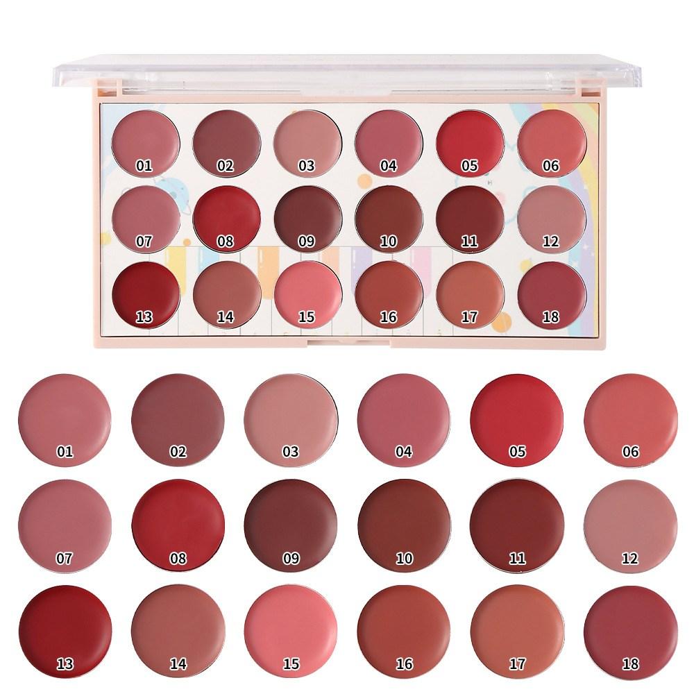 Женская матовая помада, блеск для губ, корейский косметический набор, дешевая косметика, набор из 18 цветов, 1 шт., 01 набор из 18 цветов