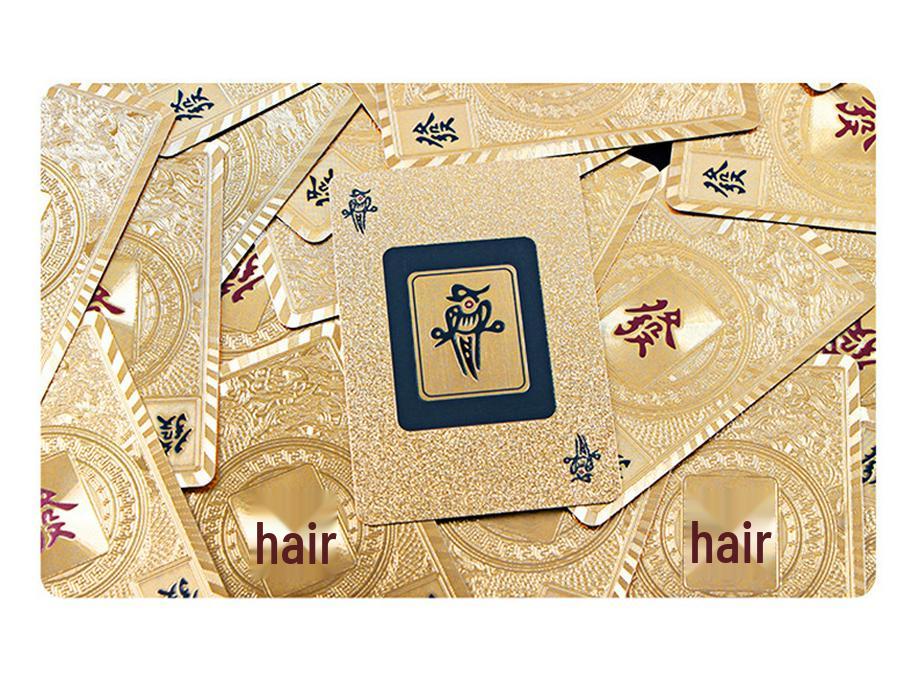 Gold Edition: Portable Mahjong Set with Plastic Tiles & Waterproof Poker Cards