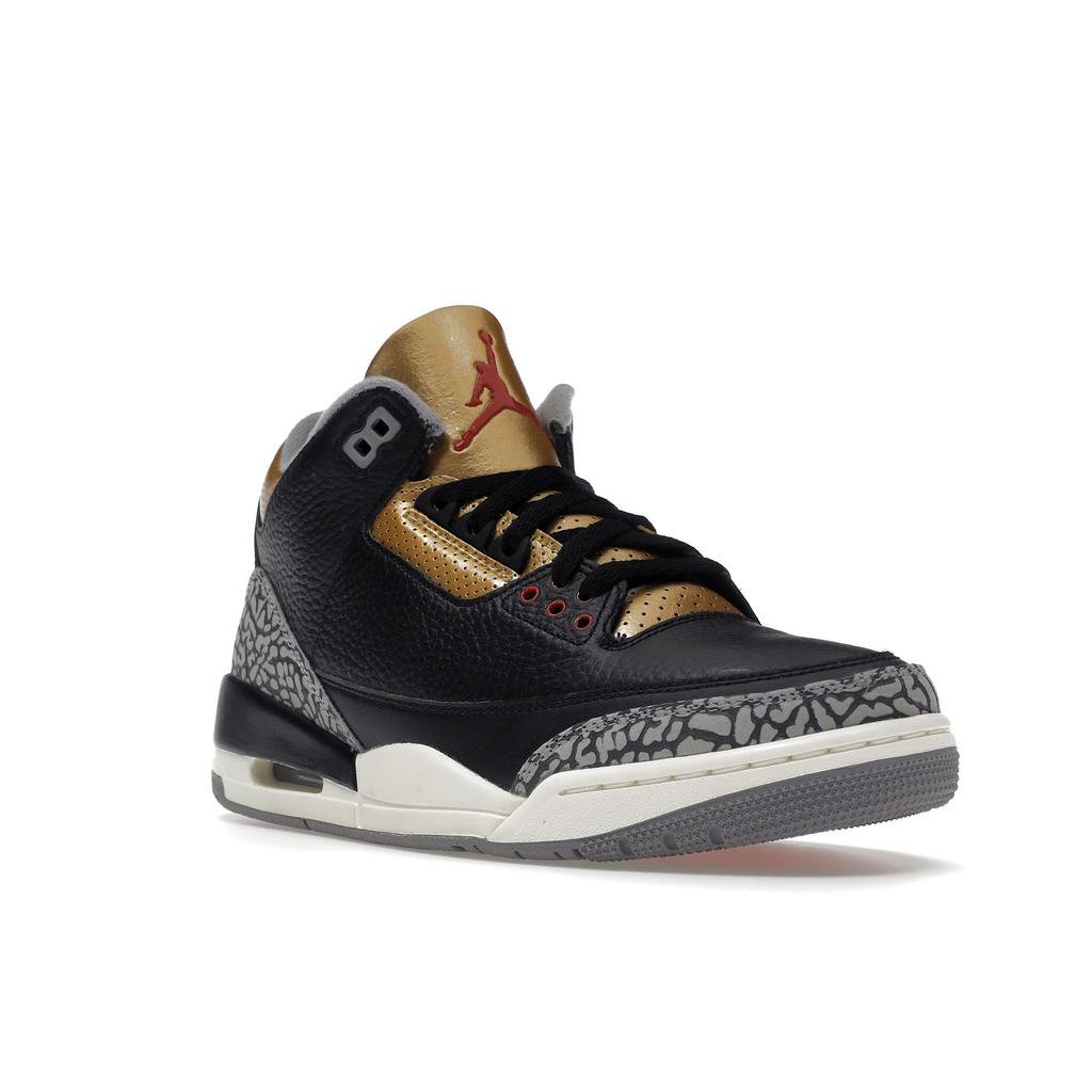 Air Jordan 3 Retro Black Gold Women Sneakers Fire-Red Metallic-Gold Cement-Grey CK9246-067