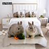 Rabbit Comforter Duvet Cover Set Lovely Little Rabbit Decor Bedding Set for Kid Girl Polyester Animal Theme King Comforter Cover