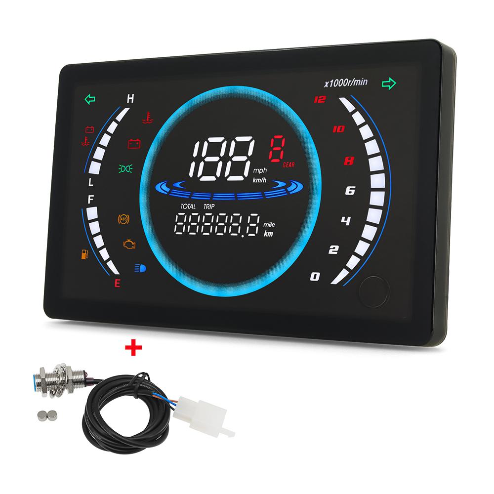 12 В Универсальная Большая ЖК-панель приборов для мотоцикла, спидометр, тахометр, мотоциклетный тахометр, топливная панель с датчиком, 199 км/ч, общий пробег