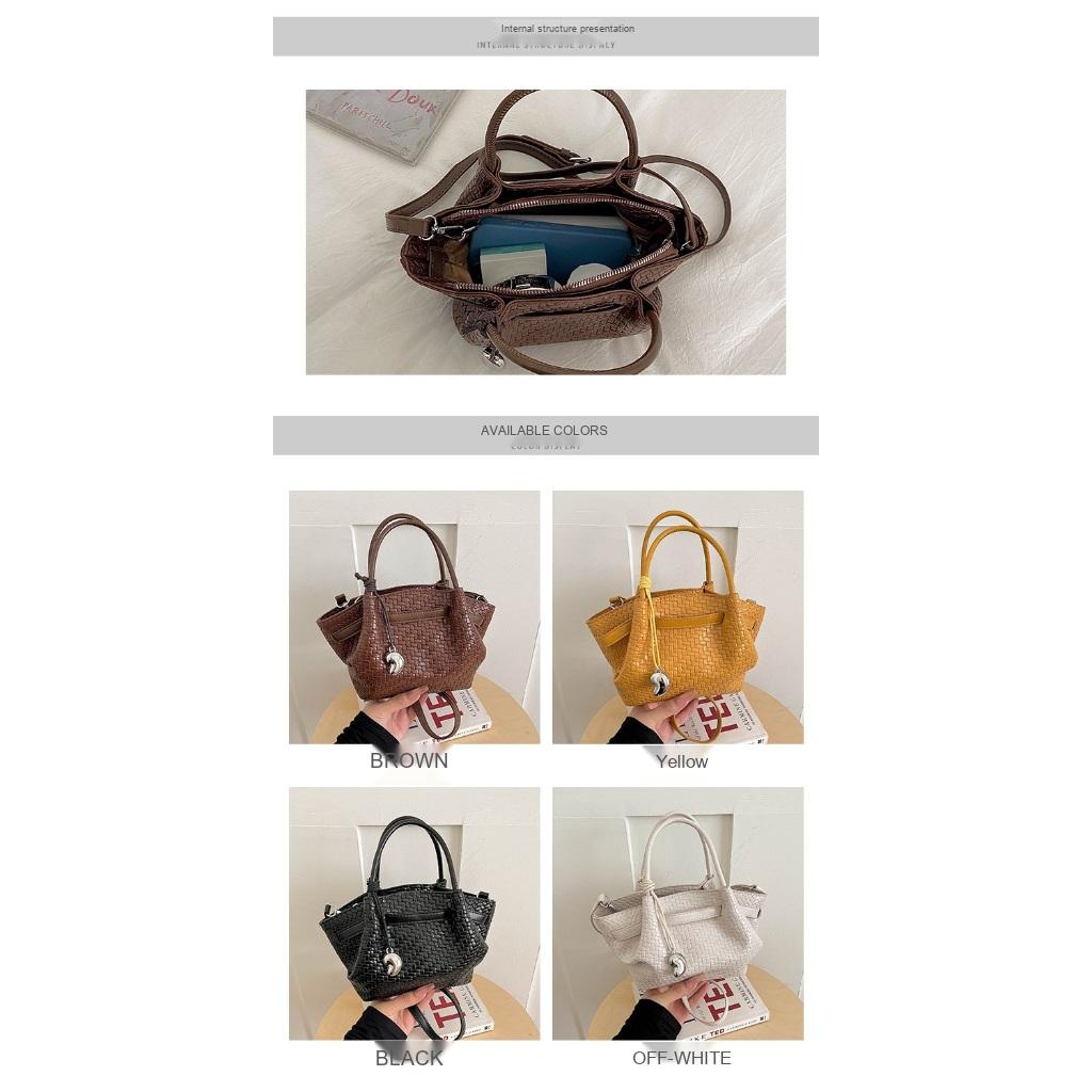 Handbag Women PU Woven Texture Adjustable Strap Daily Commute