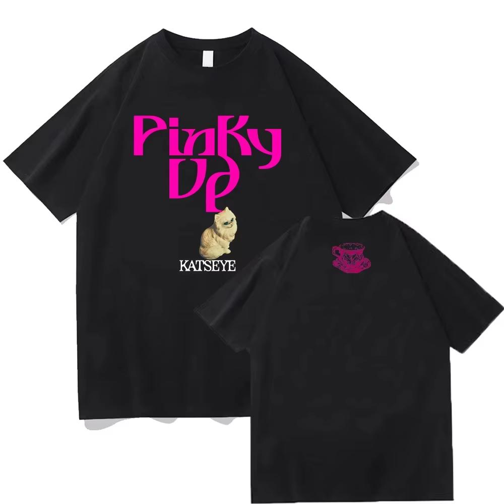PINKY UP Kawaii Cat Graphic 2026 New Tshirts Kpop Shirt Pop Band Tee Katseye Beautiful Chaos Gift Idea Pure Cotton Tee