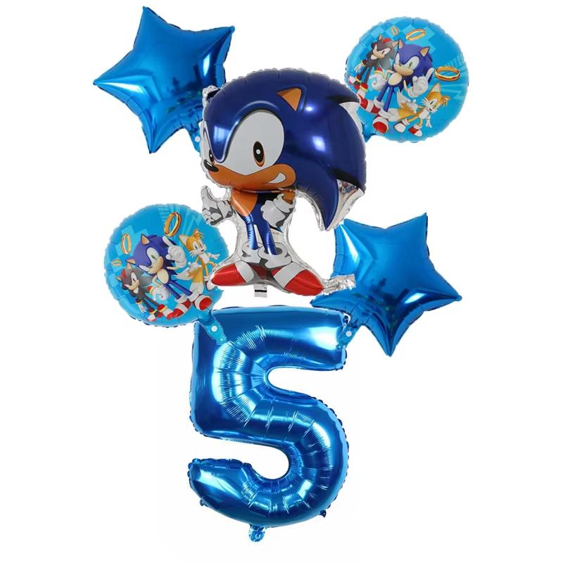 6Pcs Cartoon Hedgehog Balloons Sonic Theme Birthday Party Decoration Balloons For Boys Children Baby Bath Toys