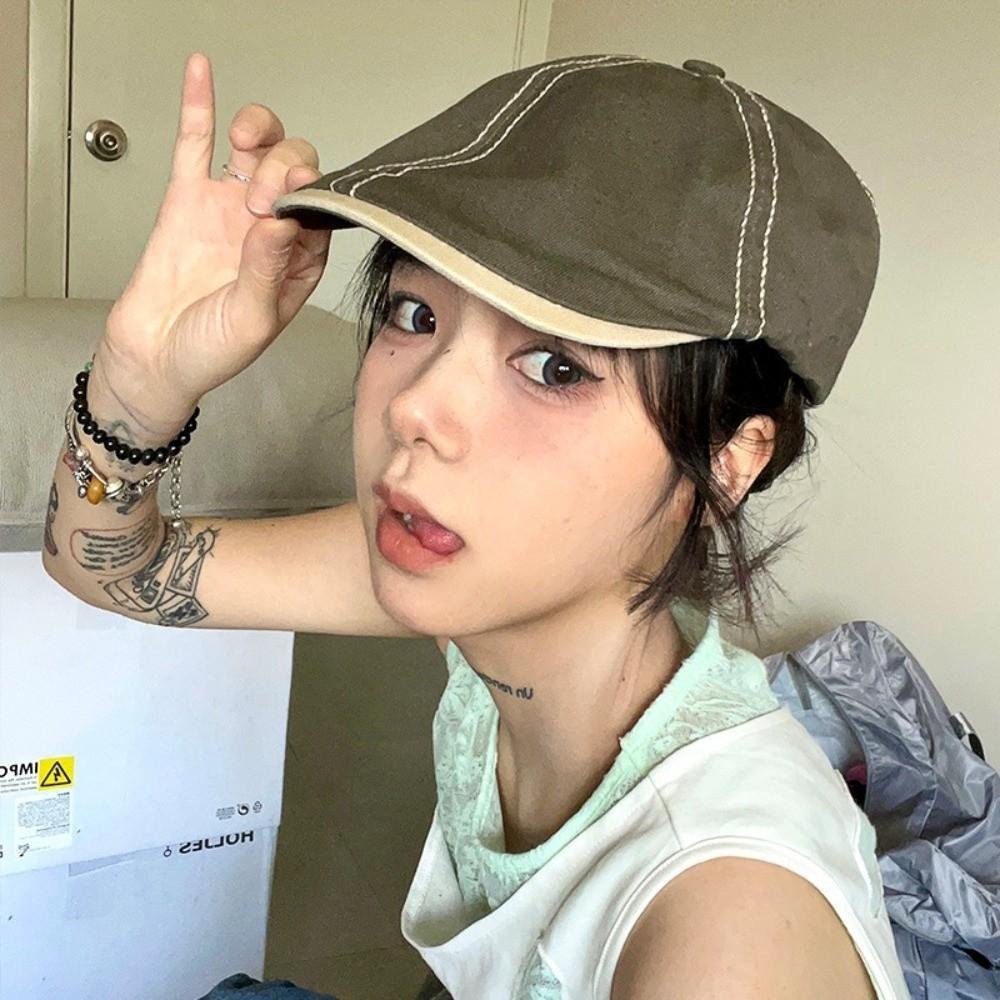 Embroidey Newsboy Cap Vintage Cowboy Caps Ins Forward Hat Unisex