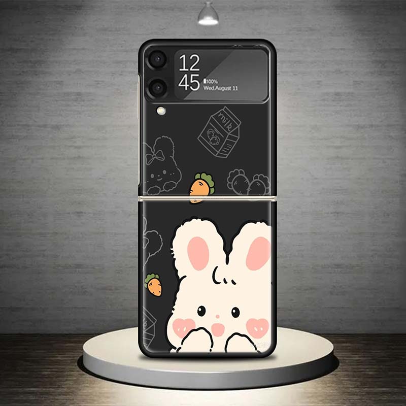 Мультяшный Милый Маленький Кролик Чехол для Телефона Для Samsung Galaxy Z Flip 7 6 5 4 3 5G Чехол ZFlip7 ZFlip6 ZFlip4 ZFlip5 ZFlip3 Coque Fund