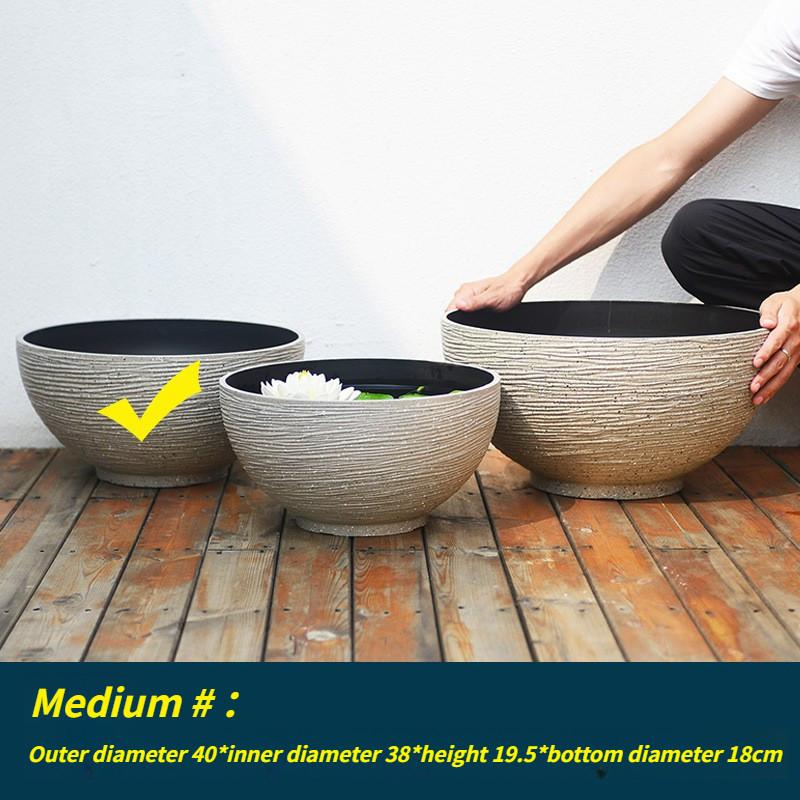 Непористый Кувшинка Лотос Горшок Медная Монетка Трава Денежная Трава Цветочный Горшок Пластик Имитация Камня Очень Большая Чаша Горшок для Лотоса