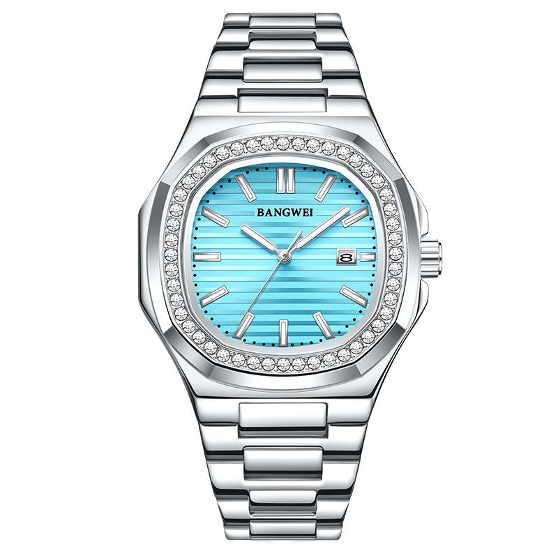 Мужские часы Бизнес Водонепроницаемые Светящиеся Дата Мужские Наручные часы Нержавеющая сталь Квадратный циферблат Кварцевые Мужские часы