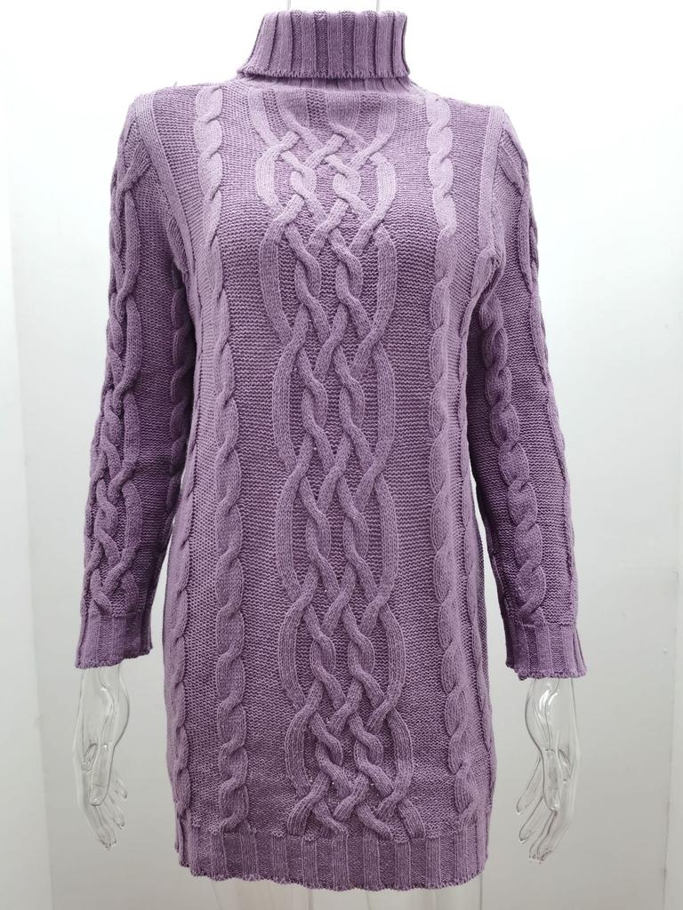 Осенне-зимние утолщенные платья-свитера для женщин, водолазка, вязаные ретро-свитера с длинным рукавом, женские пуловеры, свитер