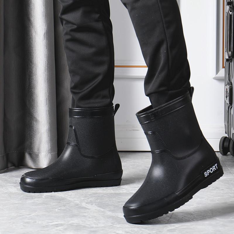 Резиновые сапоги женские ботильоны водонепроницаемые резиновые туфли для дождливого дня 2024 новые женские короткие сапоги без застежек однотонные теплые модные