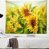 Подсолнух Море цветов гобелен Идиллический пейзаж Цветочный настенный пляжное полотенце Простыня Эстетика комнаты Украшение дома