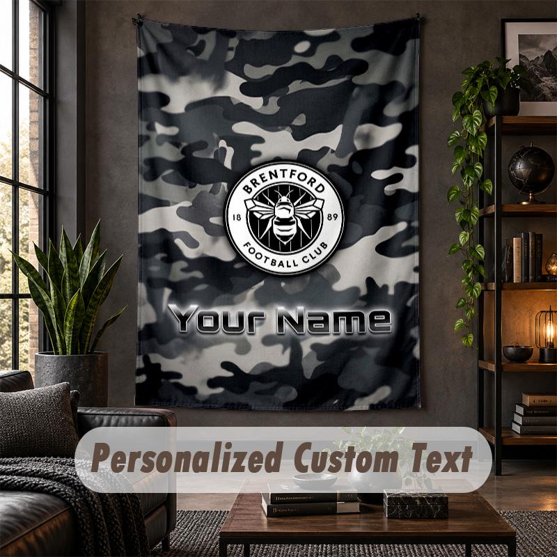 Wall Tapestry Brentford Football Print Custom Name Text Wall Hanging Home Decor
