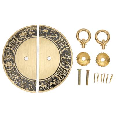 Антикварные ручки шкафа, латунные круглые панели, декоративные двойные ручки шкафа для гардероба, спальни