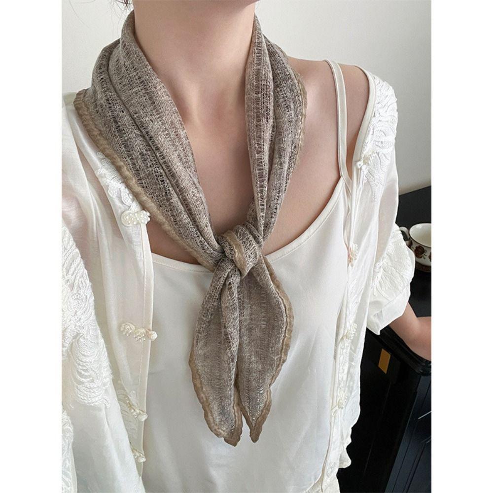 Pure Color Triangle Scarf Hollowed-out Head Wrap Fashion Neck Scarf  Photo Props