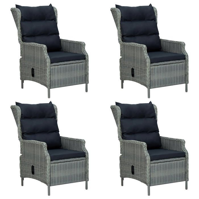 Ensemble salle à manger de jardin - MAISON EXCLUSIVE - 5 pcs - Table acacia huilé - Chaises résine tressée gris - Dossier réglable