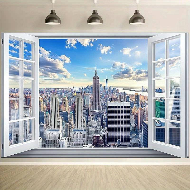 2D plane 1 piece of New York city landscape window backdrop - suitable for party decoration birthday celebration