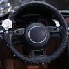 Новый универсальный чехол на руль автомобиля из кожи камелии, бриллиантовый блестящий автомобильный аксессуар для интерьера для женщин и девочек, украшение для автомобиля