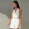 Elegant Sets for Women 2 Pieces Summer New In Matching Sets Commuter Style Sleeveless V-neck Hanging Neck Shorts Two-piece