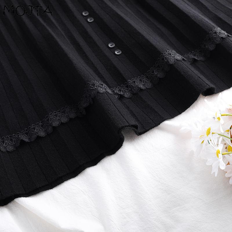 Осень-зима женская трикотажная юбка-миди женская юбка с высокой талией утепленная однотонная тонкая плиссированная юбка трапециевидной формы средней длины