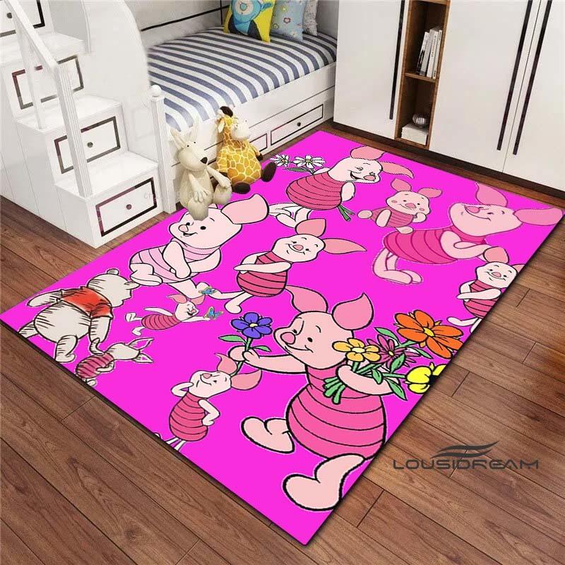 3D printed cartoon (piglet) pattern rugs, suitable for living room, bedroom, children's room, sofas, doormats, non-slip floor