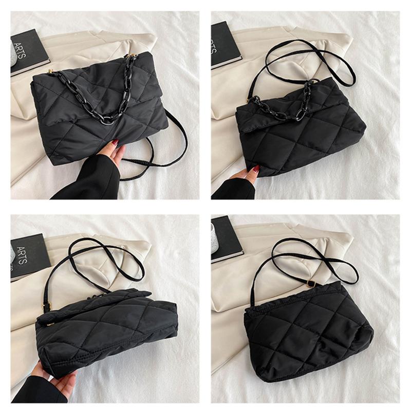 Yogodlns Квадратные сумки через плечо большой вместимости, повседневные женские сумки с цепочкой, модные стеганые универсальные зимние простые сумки для покупок для девочек