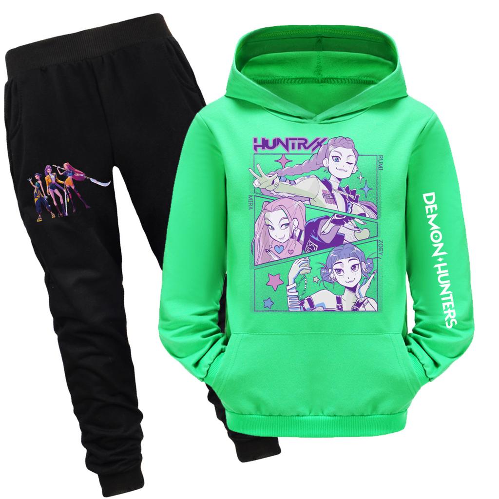 Children's Hooded Top And Pants Two-piece Tracksuit Set Long-sleeved Printed Sweatshirt Set