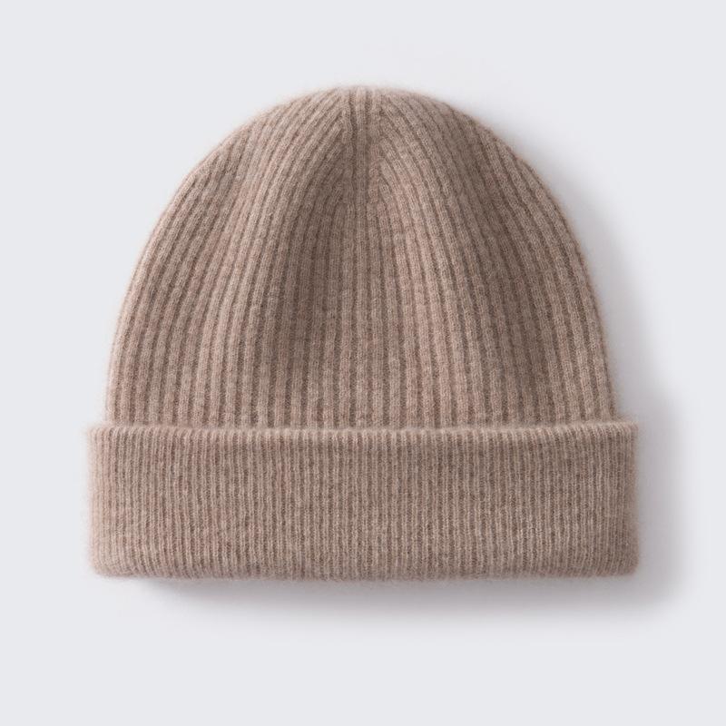 % Pure cashmere hat autumn and winter thickened classic versatile knitted wool headgear, ear protection and thermal hat
