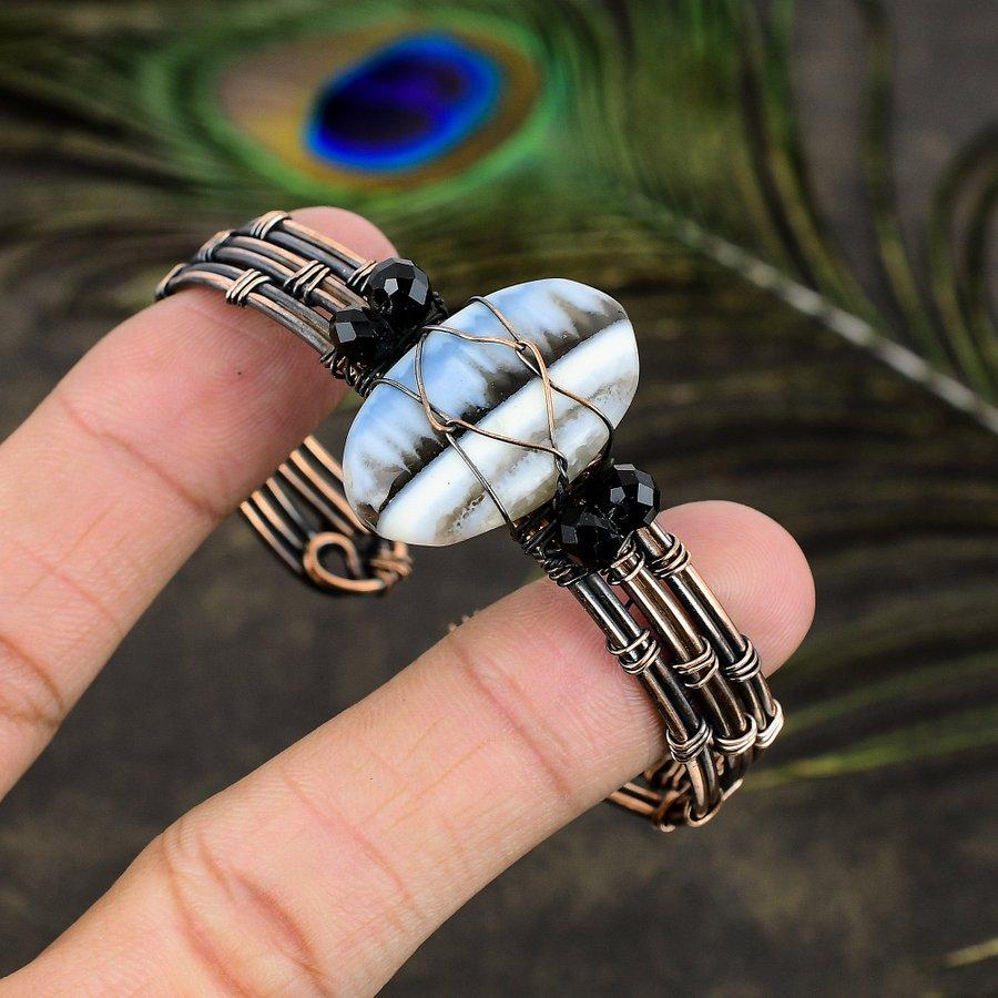 Браслет-манжета ручной работы из медной проволоки Owyhee Opal, регулируемый, g3R23