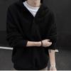 Men's Gray Hooded Knit Sweater - Retro Loose Fit Casual Autumn/Winter Outerwear