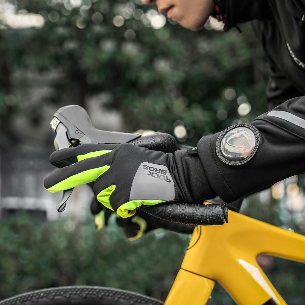 ROCKBROS Motorcycle Cold Smartphone for and Gloves, Winter, Weather, Thermal, Compatible, Lightweight, Fleece-Lined, Shockproof, Non-Slip,