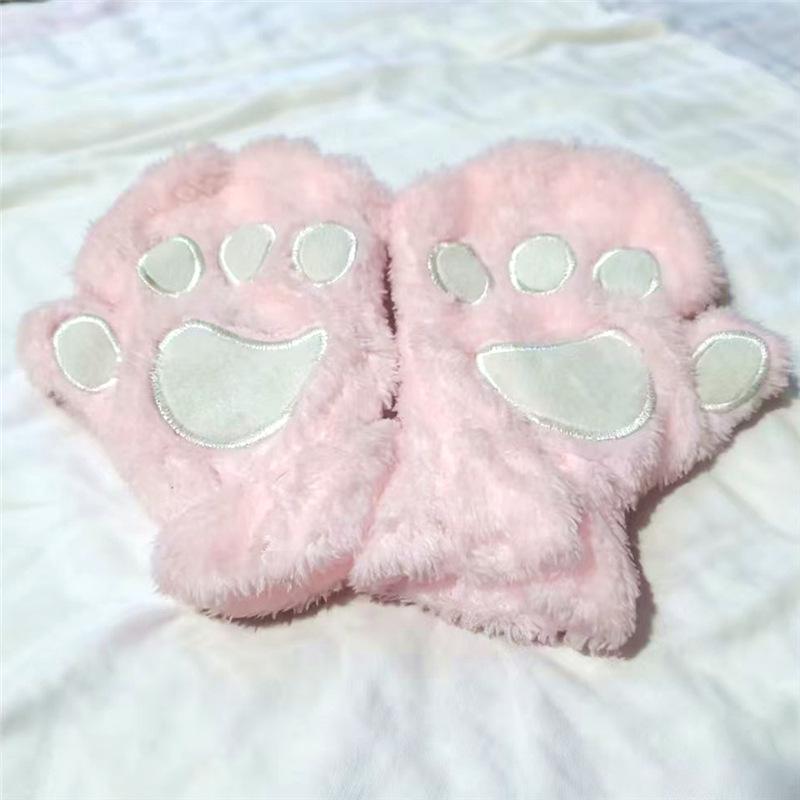 Плюшевые перчатки-лапы медвежонка: Мягкие, теплые и милые перчатки без пальцев для женщин и студентов.