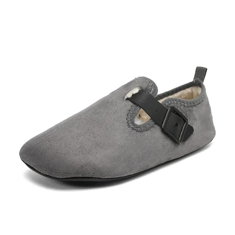 Модные зимние парные теплые хлопковые тапочки в клетку с запахом носка, шлепанцы на толстой мягкой подошве, мужские и женские домашние нескользящие туфли на плоской подошве