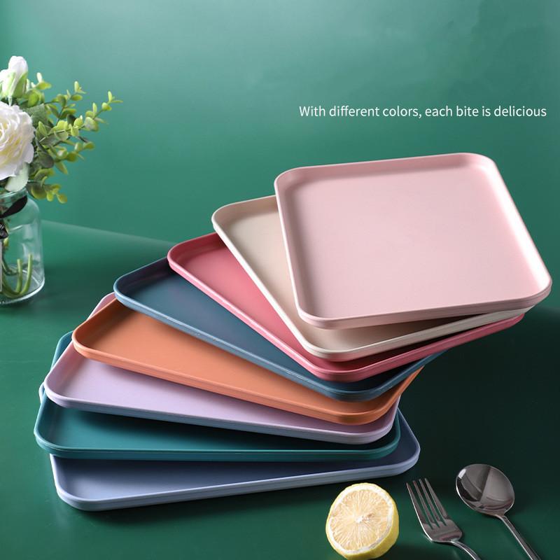 Nordic Style Rectangular Plastic Tray Household Thickened Food Plates Bread Pan Non-slip Tableware Storage Tray Kitchen Utensils
