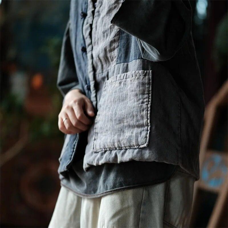 Johnature Женские винтажные хлопковые льняные жилеты, пальто, лоскутные цветные карманы на пуговицах, хлопковая одежда, осенние женские жилеты