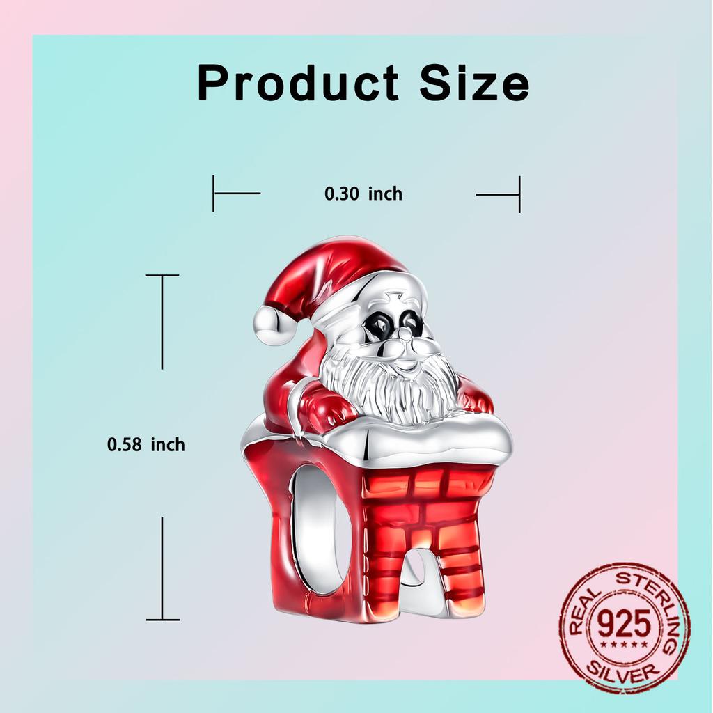 Santa Claus Climbs The Chimney Beads Copper Christmas Dangle Pendant Fit Bangle Bracelet Necklace Handmade Jewelry