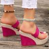 Модные летние розово-красные тапочки на толстой подошве женские модные офисные босоножки на платформе женские для вечеринки свадьбы открытый носок сандалии mujer