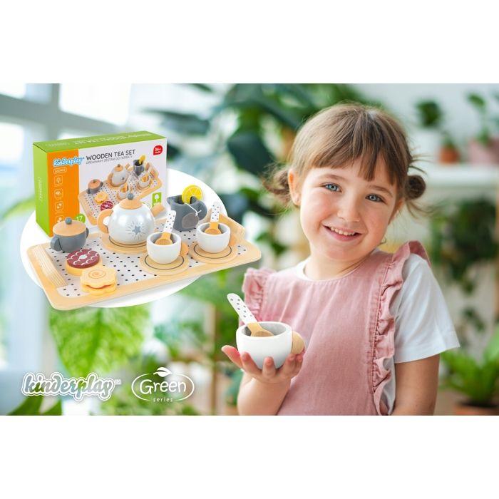Service À Thé En Bois Pour Enfants Avec Accessoires Et Plateau - Green Series (GS0444)