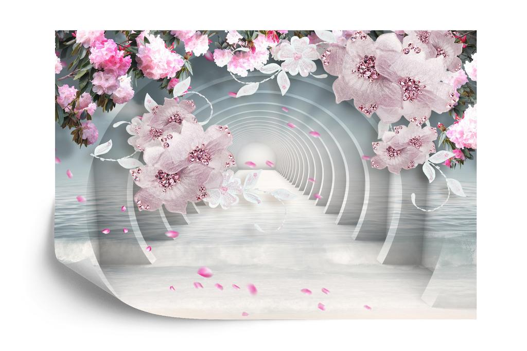 Photomural 3D Wallpaper Pink Jewelry Flowers Self-Adhesive Mural 315x210