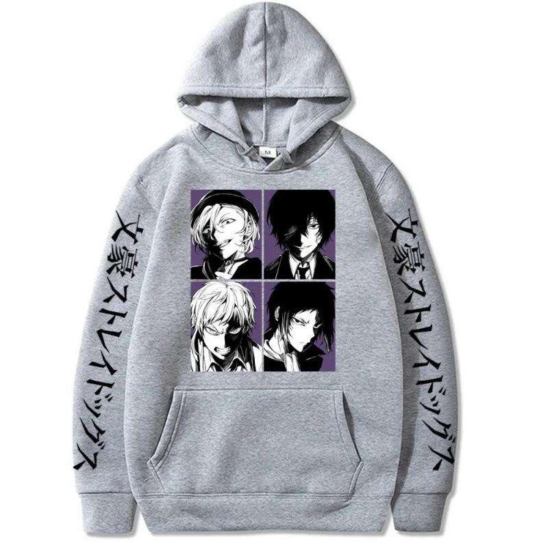 Худи Bungou Stray Dogs Японская Анимация Винтажный Унисекс Пуловер Мужской Винтажный Графический Худи Топы Одежда Оверсайз