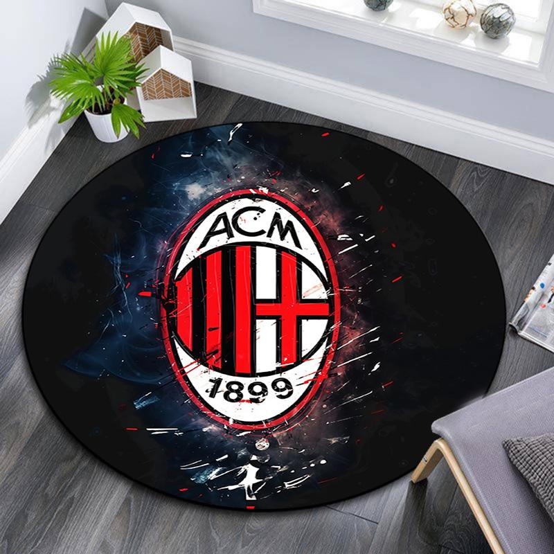 Associazione Calcio Milan3 Round Area Rug,Carpet Rug for Living Room Bedroom Sofa Playroom Decor,Non-slip Floor Mat