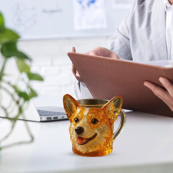 3D-морда собаки, стеклянная кружка, забавная чашка для воды, 11 унций, гравировка, креативный контейнер для напитков, забавный скульптурный стеклянный подарок для любителей собак