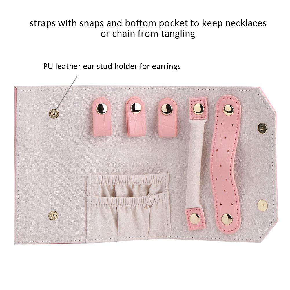 Элегантный органайзер из искусственной кожи для хранения ювелирных изделий в рулоне для путешествий