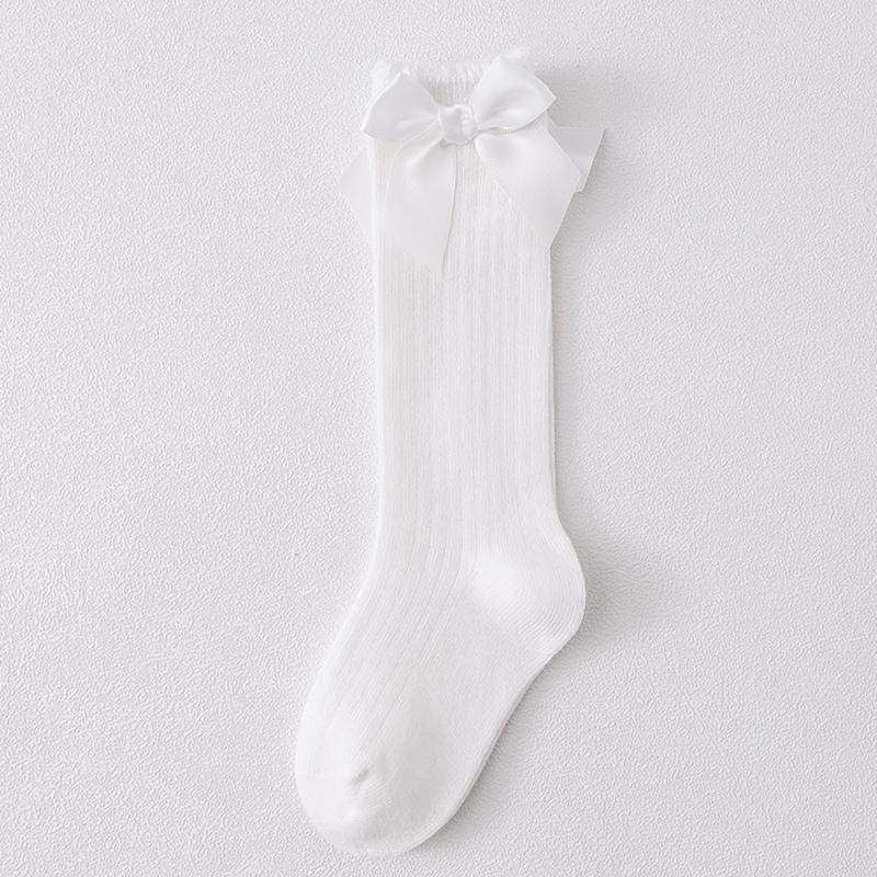Носки для малышей с кружевным бантом для девочек, длинные мягкие хлопковые кружевные детские носки длиной до колена