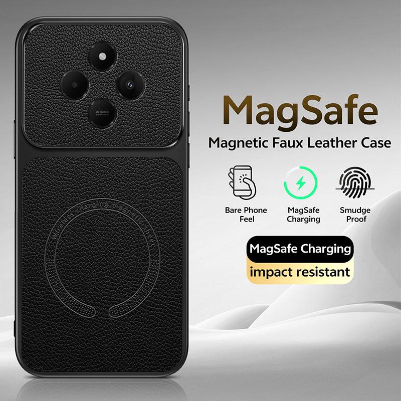 Чехол-книжка из роскошной PU-кожи с магнитной беспроводной зарядкой для Magsafe Xiaomi Redmi 14C 15A A4 A3 A7 Pro 17, мягкая задняя крышка
