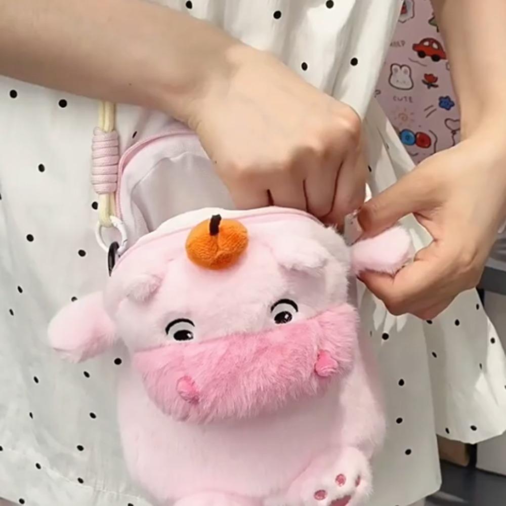 Persimmon Capybara Plush Crossbody Bag Phone Pouch Cartoon Plush Shoulder Bag Stationery