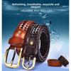 Men's Leather Pin Buckle Belt, Women's Belt, Handmade Couple Belt, Korean Version of Trendy Casual Without Punching Holes